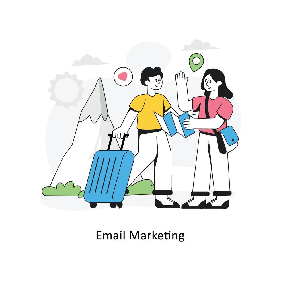 o email marketing plano estilo Projeto vetor ilustração. estoque ilustração