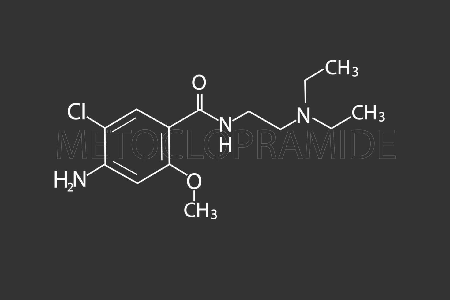 metoclopramida molecular esquelético químico Fórmula vetor