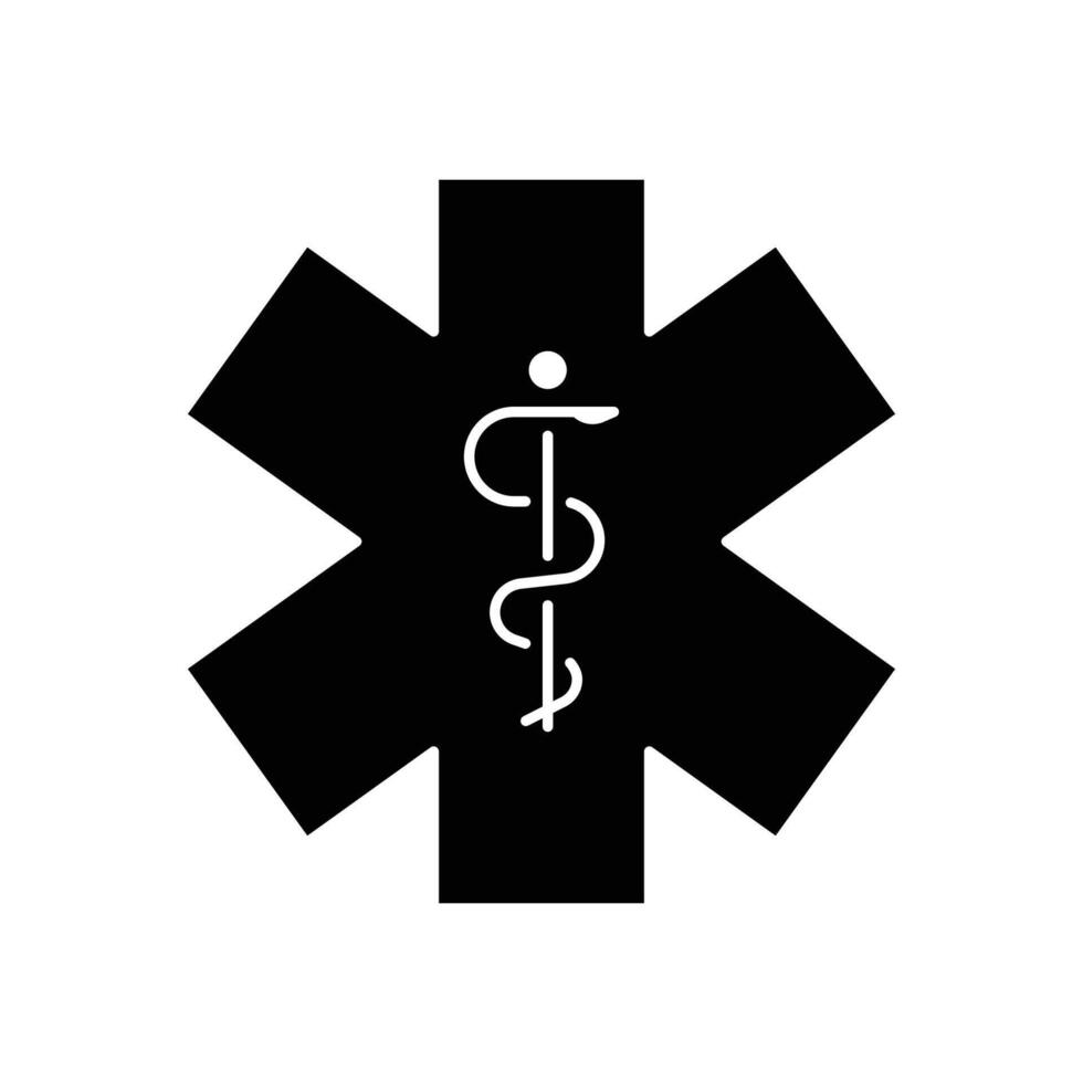 emt paramédico ícone. simples sólido estilo. ems, emergência, ambulância, cruzar, hospital, remédio conceito. Preto silhueta, glifo símbolo. vetor ilustração isolado.