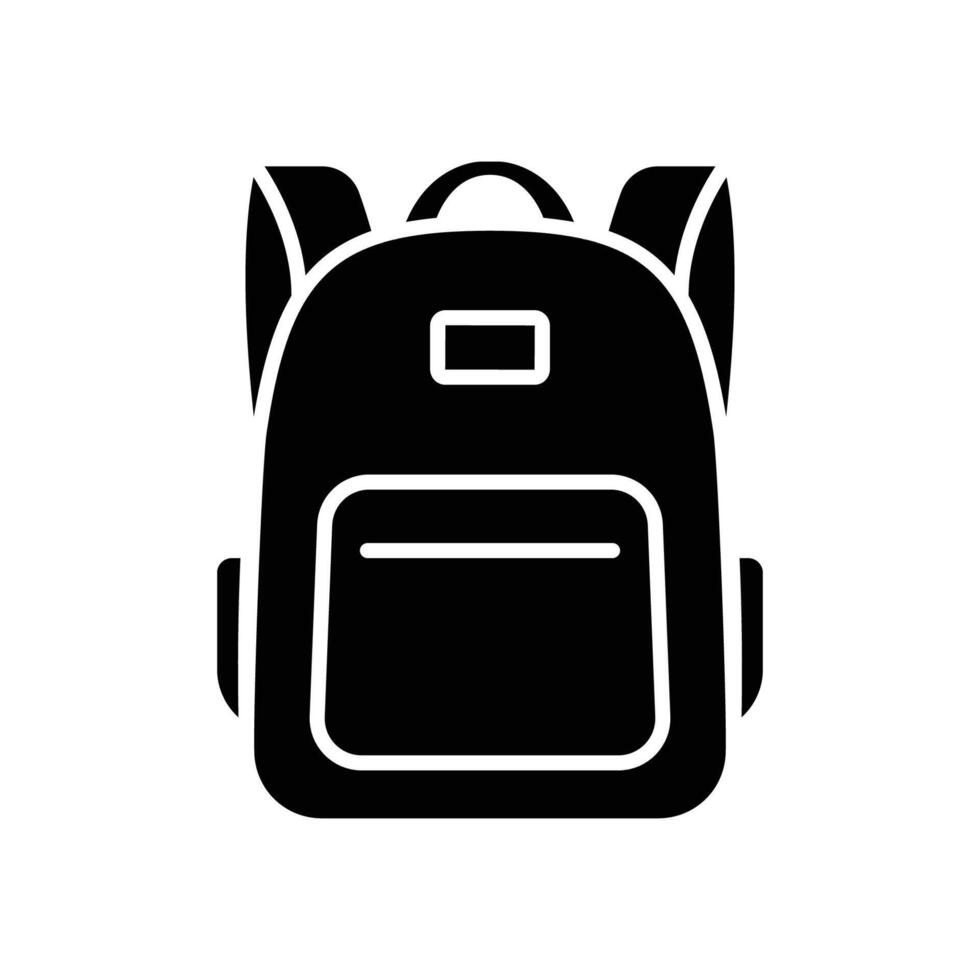 mochila ícone. simples sólido estilo. bolsa, escola, voltar, pacote, o saco da escola, mochila, aluna conceito. Preto silhueta, glifo símbolo. vetor ilustração isolado.