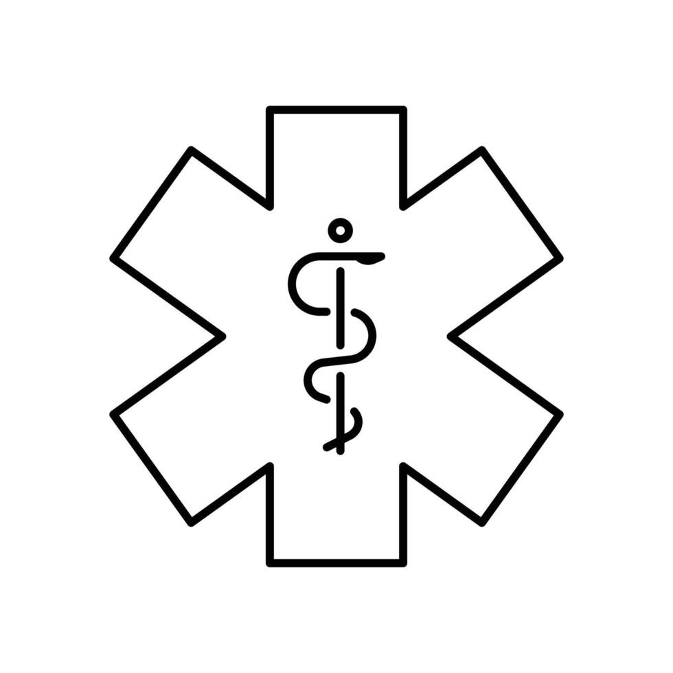 emt paramédico ícone. simples esboço estilo. ems, emergência, ambulância, cruzar, hospital, remédio conceito. fino linha símbolo. vetor ilustração isolado.