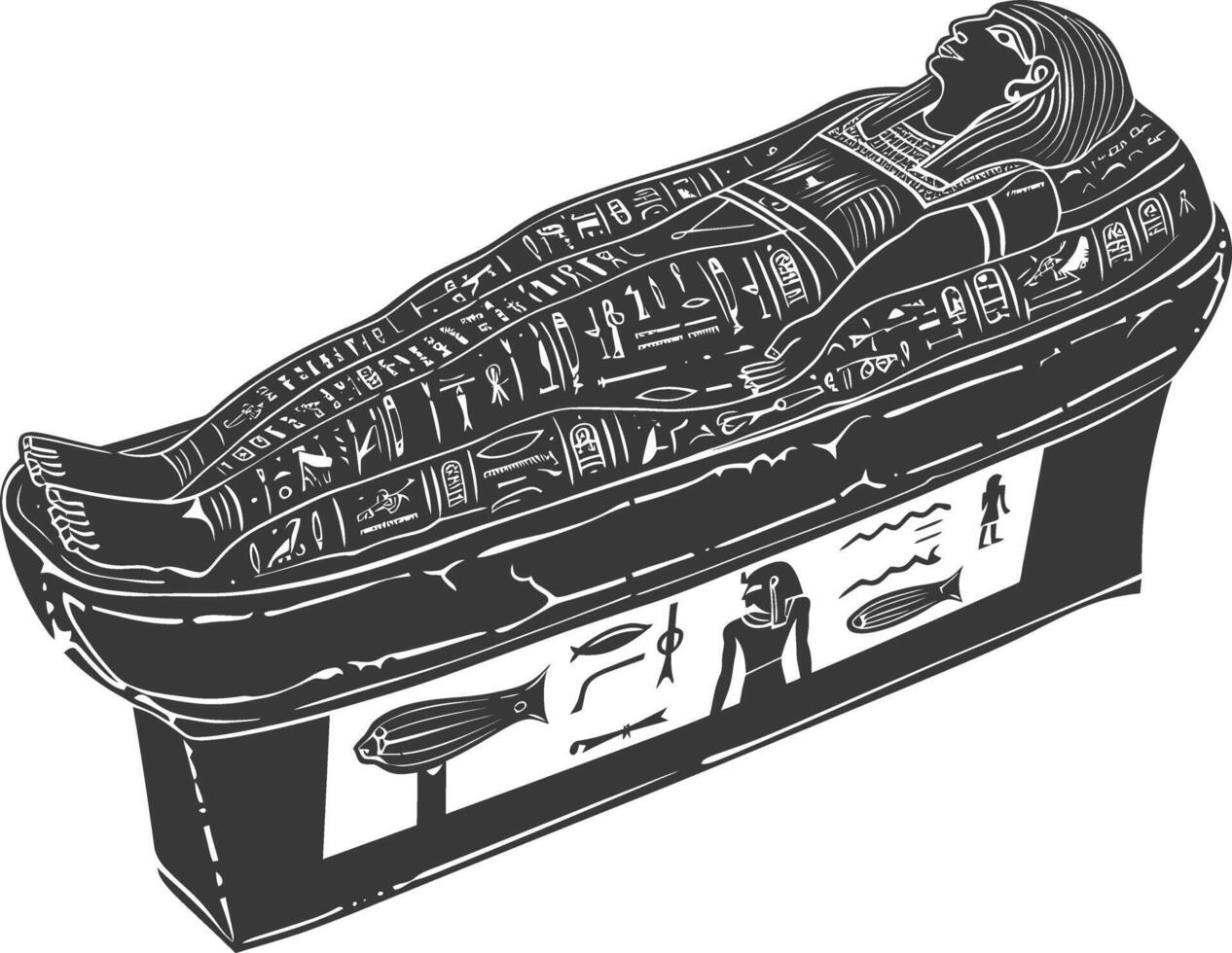 ai gerado silhueta antigo Egito sarcófago Preto cor só vetor