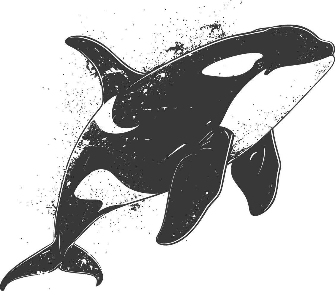 ai gerado silhueta a orca ou assassino baleia peixe animal Preto cor só vetor