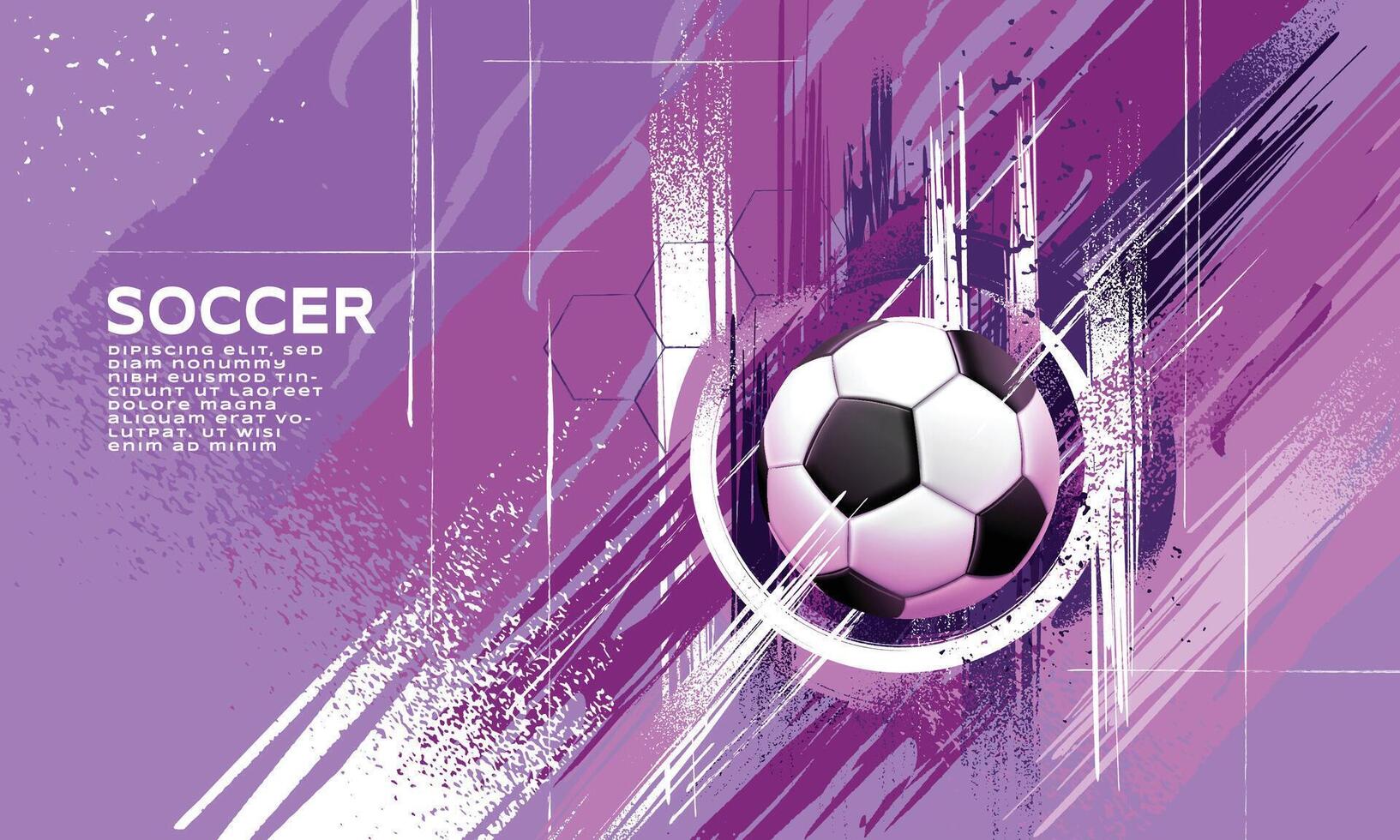 futebol modelo Projeto , futebol bandeira, esporte disposição projeto, roxa tema, abstrato fundo vetor