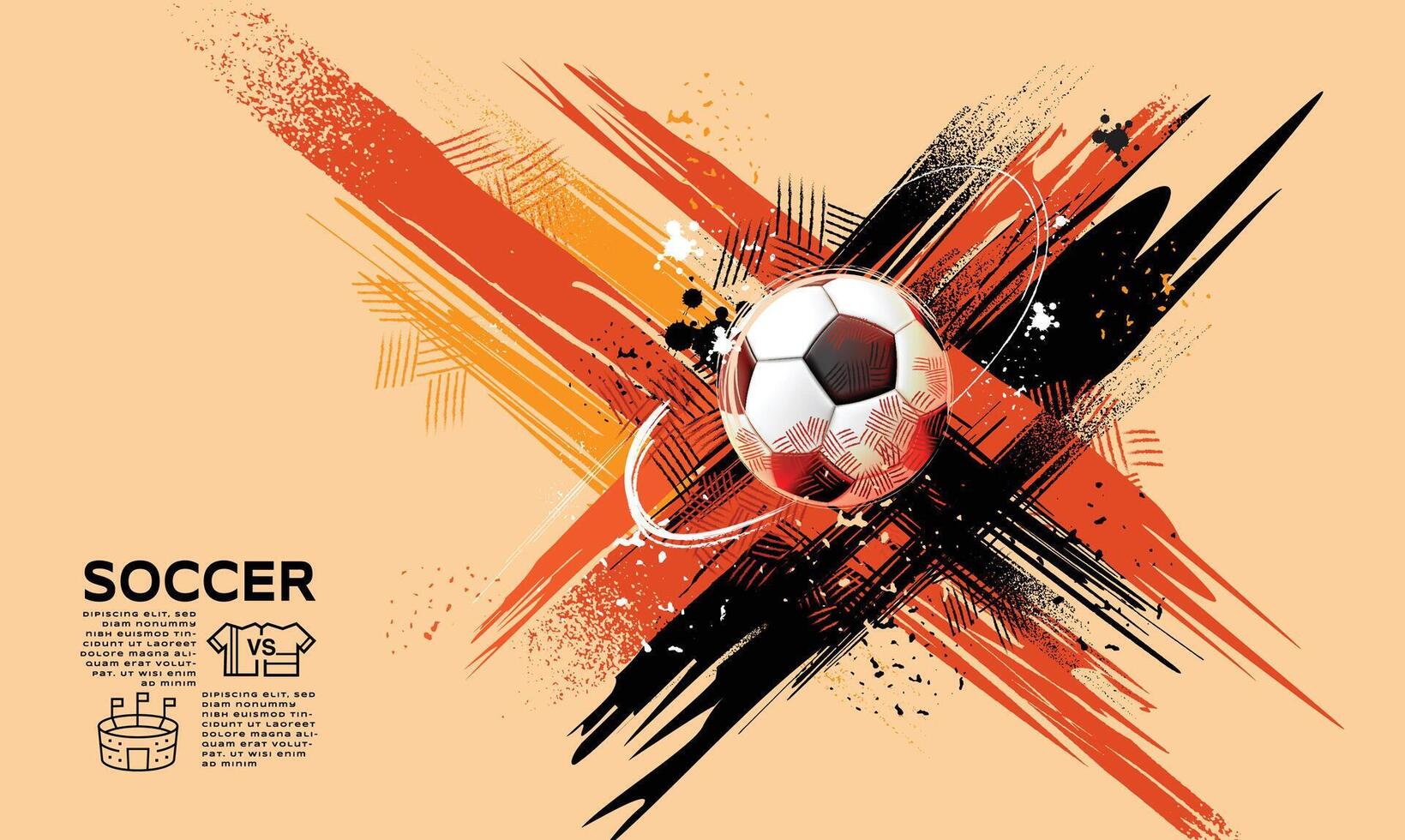futebol modelo Projeto , futebol bandeira, esporte disposição projeto, esboço, desenho, vetor ,abstrato fundo, laranja