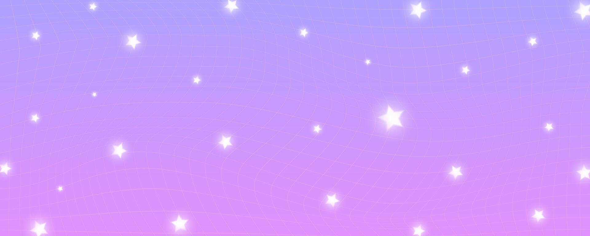 xadrez gradiente fundo com estrelas. pastel holográfico kawaii pano de fundo. abstrato vetor roxa quadrado papel de parede.