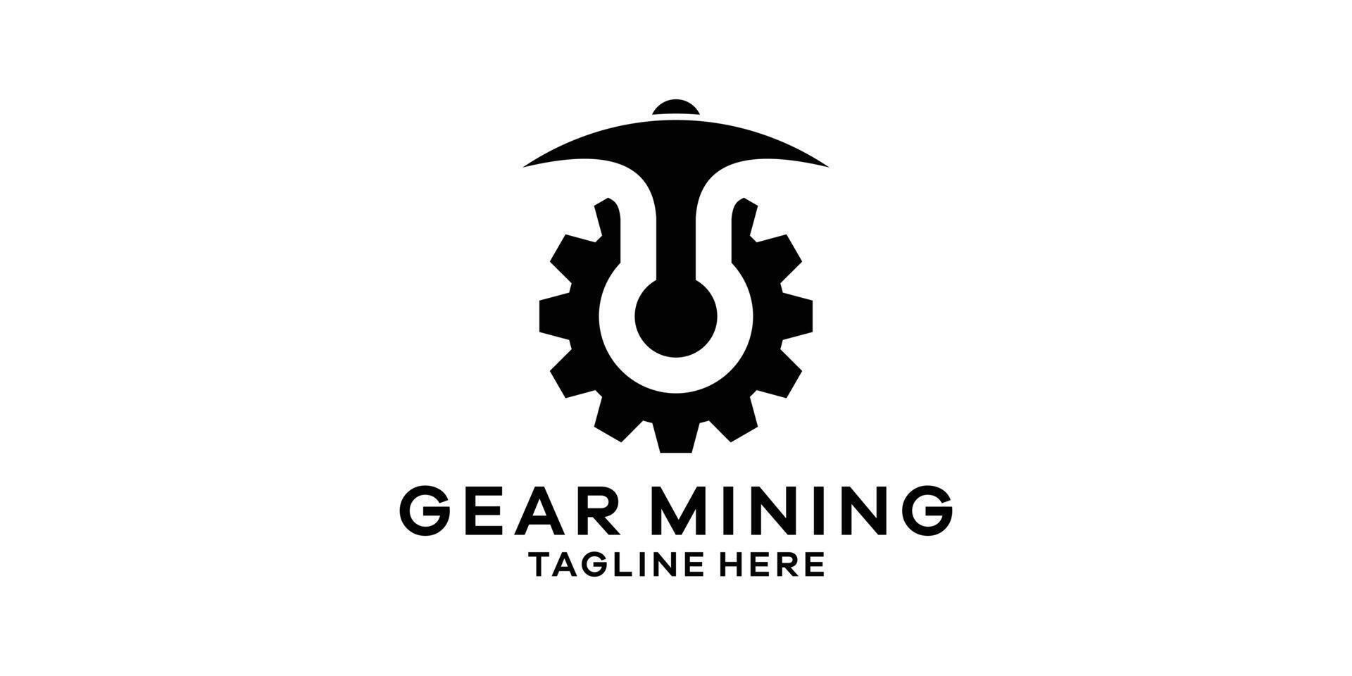 logotipo Projeto combinação do mineração equipamento com engrenagem, logotipo Projeto modelo, símbolo ideia. vetor