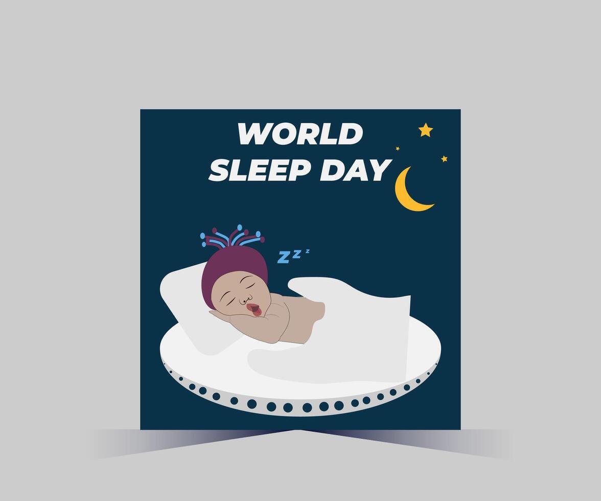 mundo dormir dia poster com uma dormindo bebê vetor