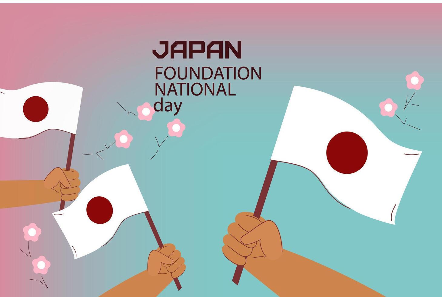 feliz Japão Fundação nacional dia. vetor bandeira.