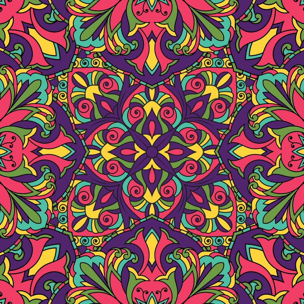 desatado floral padronizar com mandala vetor ilustração