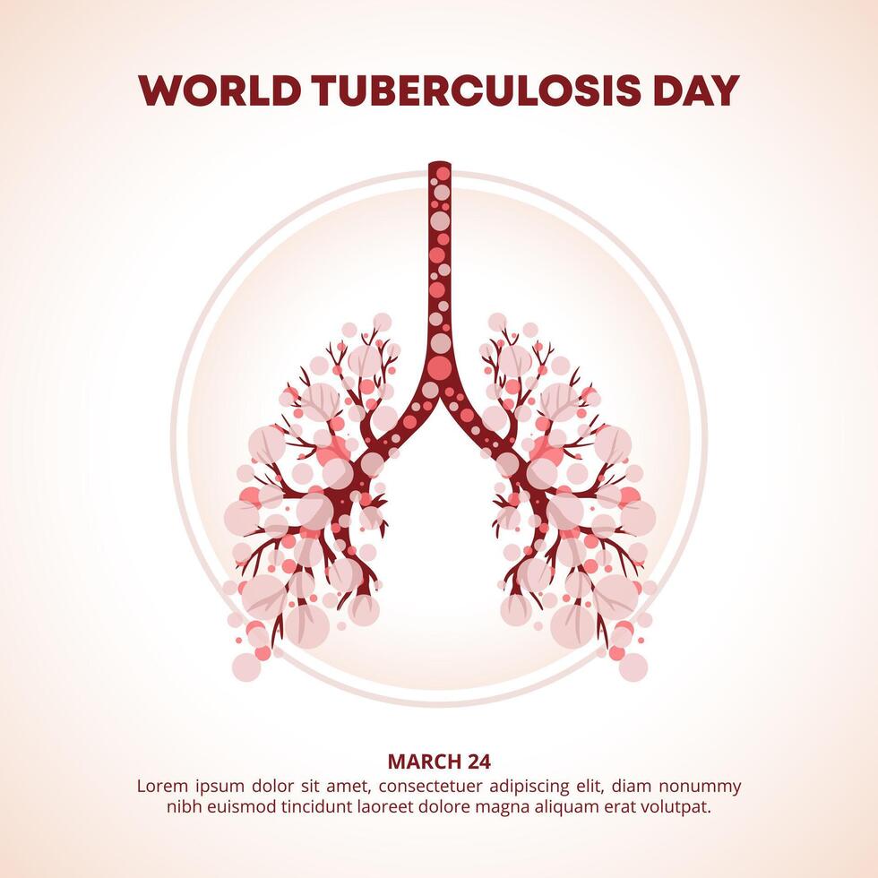 mundo tuberculose dia fundo com a ilustrador do uma pulmão e tuberculose vetor
