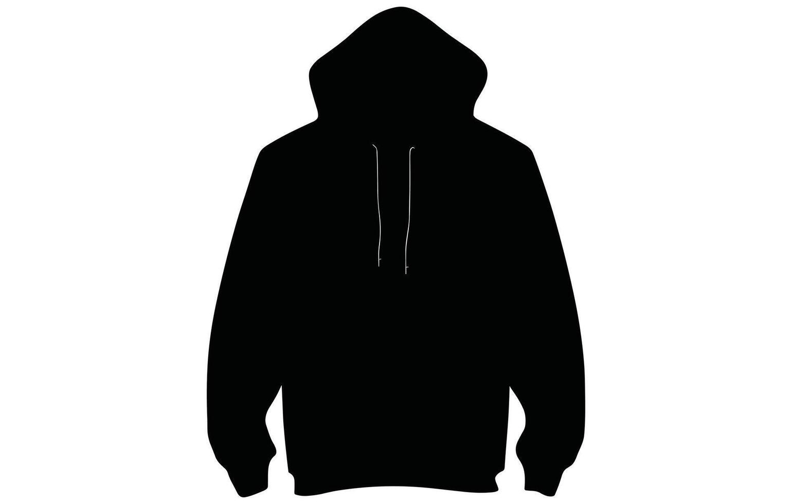 silhueta do capuz, vetor moletom com capuz Preto e branco mangas streetwear moda silhueta,