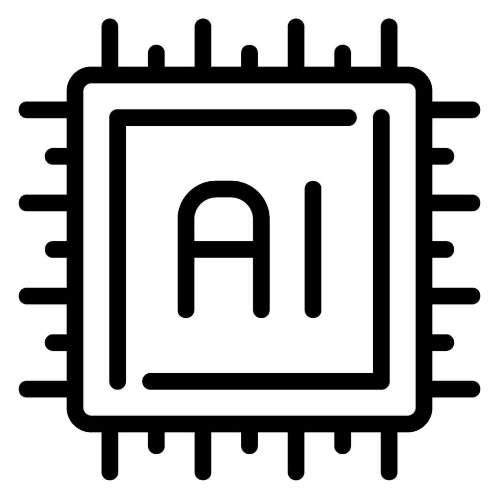 ícone de linha de inteligência artificial vetor