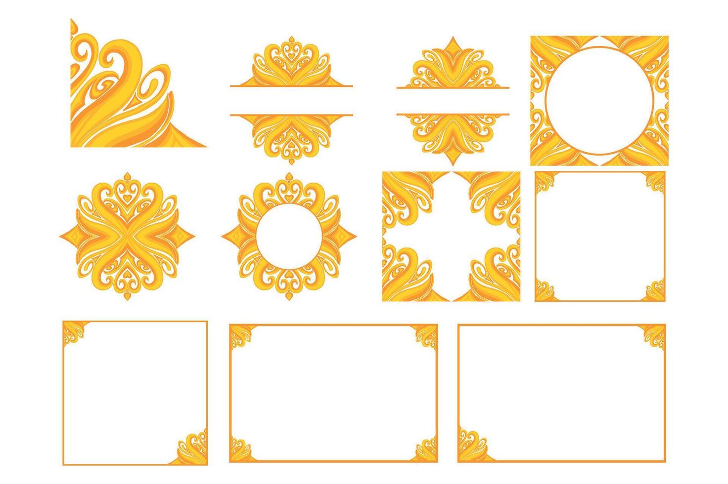 conjunto do dourado enfeite quadro, Armação fronteira vetor Projeto para decoração elemento