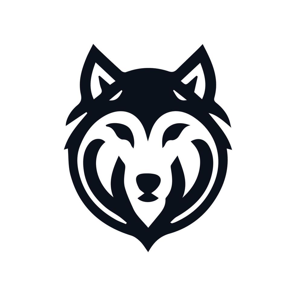 Lobo logotipo frente visualizar, Lobo cabeça silhueta logotipo do animal face clipart. coiote ícone caçador predador animais selvagens símbolo vetor