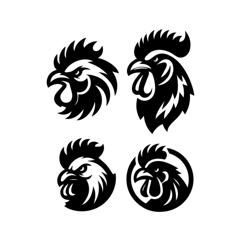 frango galo mascote logotipo silhueta versão vetor
