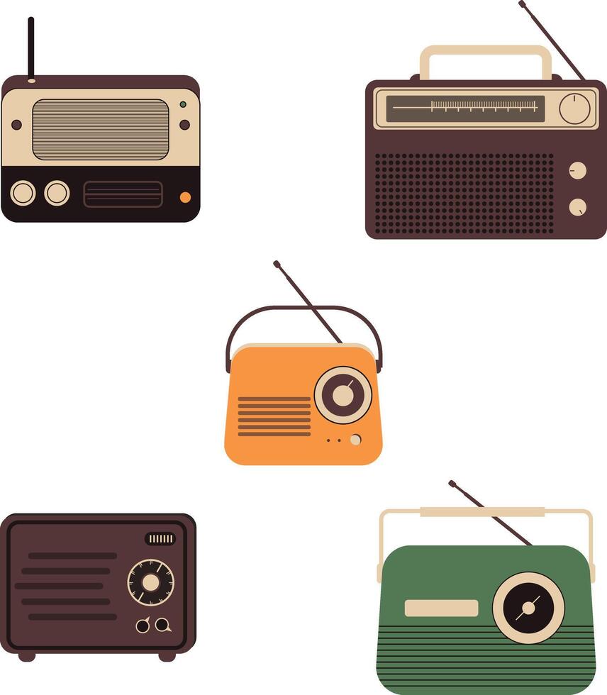 coleção do velho rádio estéreo. vintage Projeto e formas. vetor ilustração