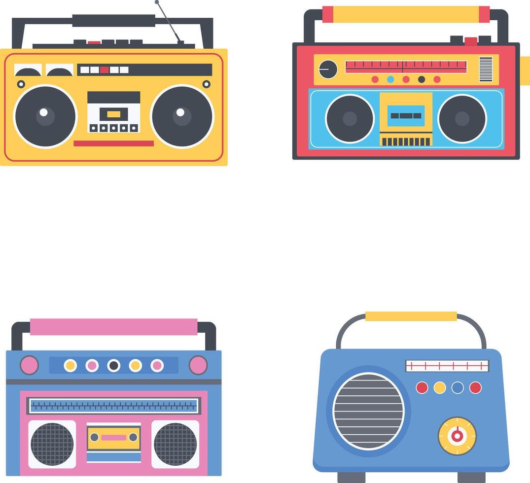 coleção do velho rádio estéreo. retro rádio estilo em branco fundo. vetor ilustração