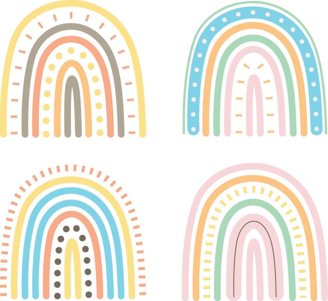 mão desenhado arco Iris boho definir. isolado em branco fundo. vetor ilustração