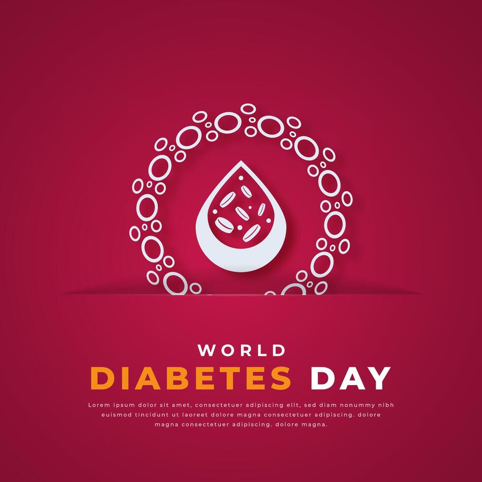 mundo diabetes dia papel cortar estilo vetor Projeto ilustração para fundo, poster, bandeira, anúncio, cumprimento cartão