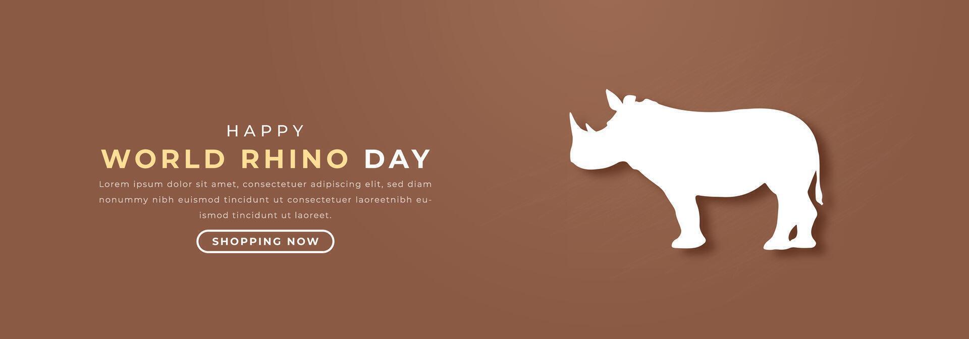mundo rinoceronte dia papel cortar estilo vetor Projeto ilustração para fundo, poster, bandeira, anúncio, cumprimento cartão
