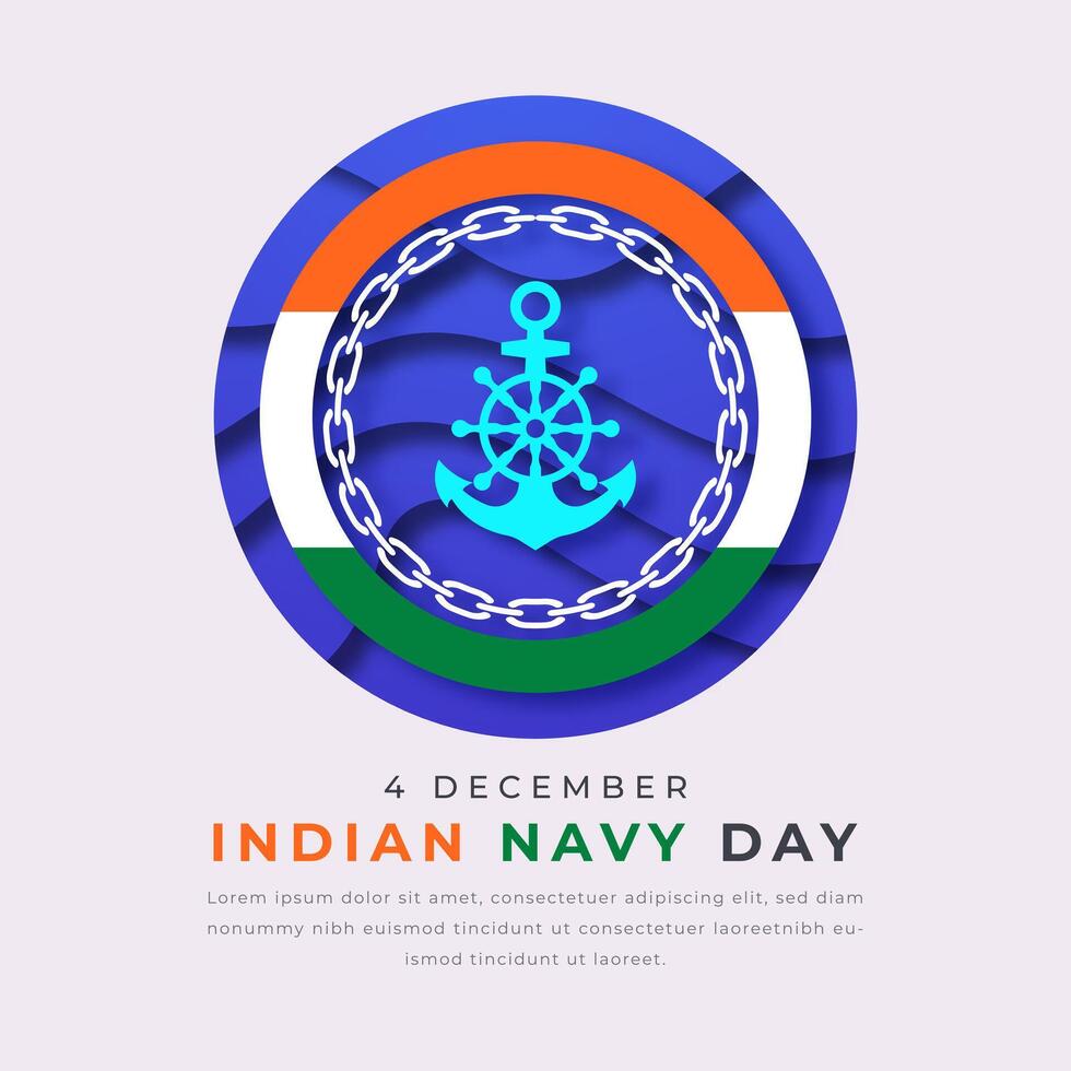 indiano marinha dia papel cortar estilo vetor Projeto ilustração para fundo, poster, bandeira, anúncio, cumprimento cartão