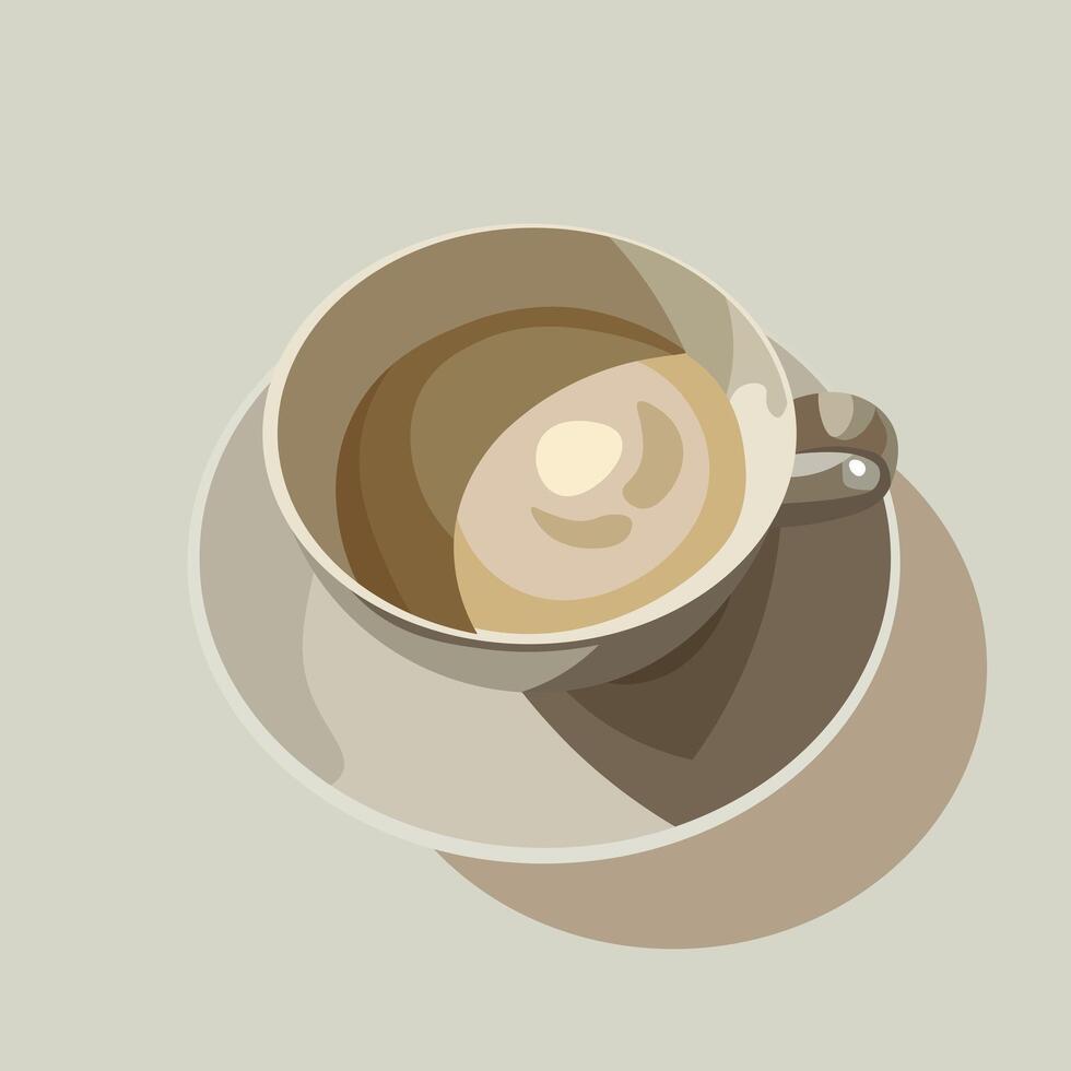 café copo em uma pires, topo visualizar. ilustração, ícone, vetor