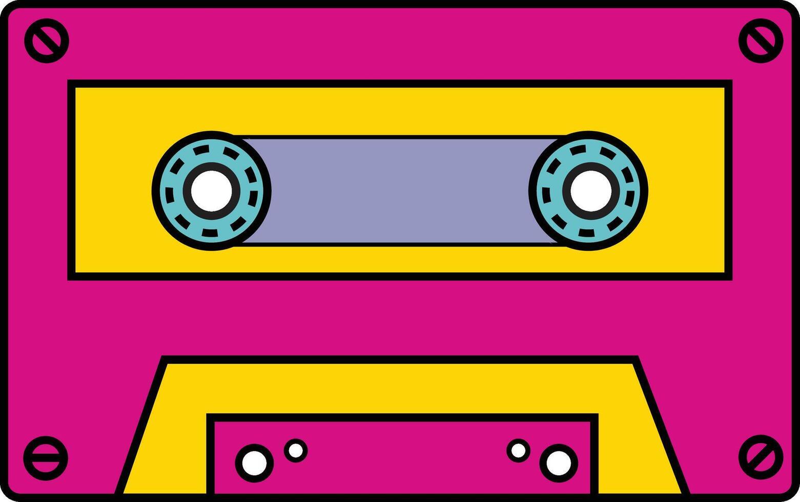 vintage pop cor audio cassete vetor ícone