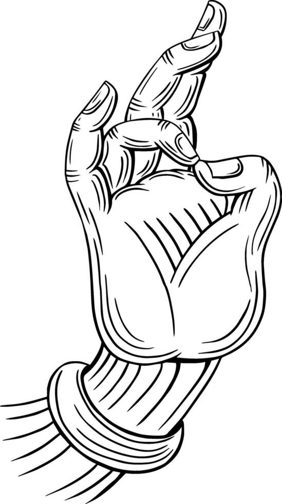 Buda mão meditação gesto mão desenhado vetor