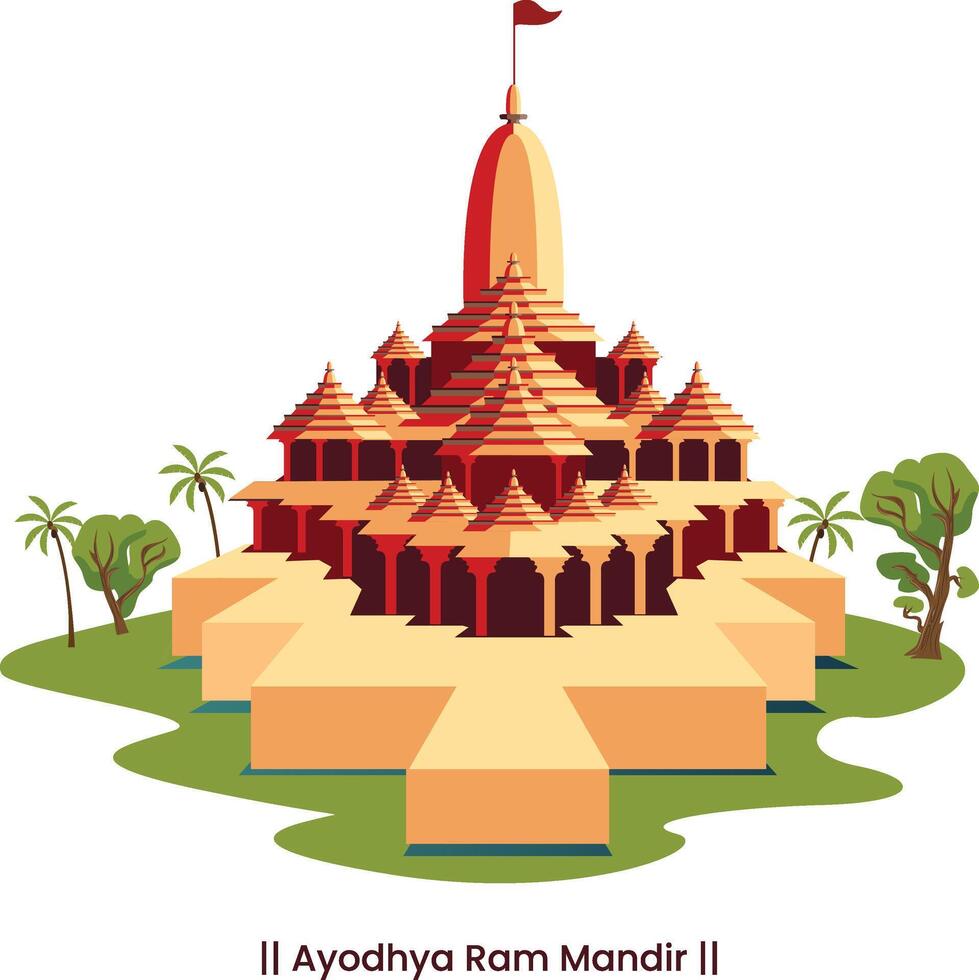 Ayodhya cidade RAM mandir, RAM têmpora, plano vetor