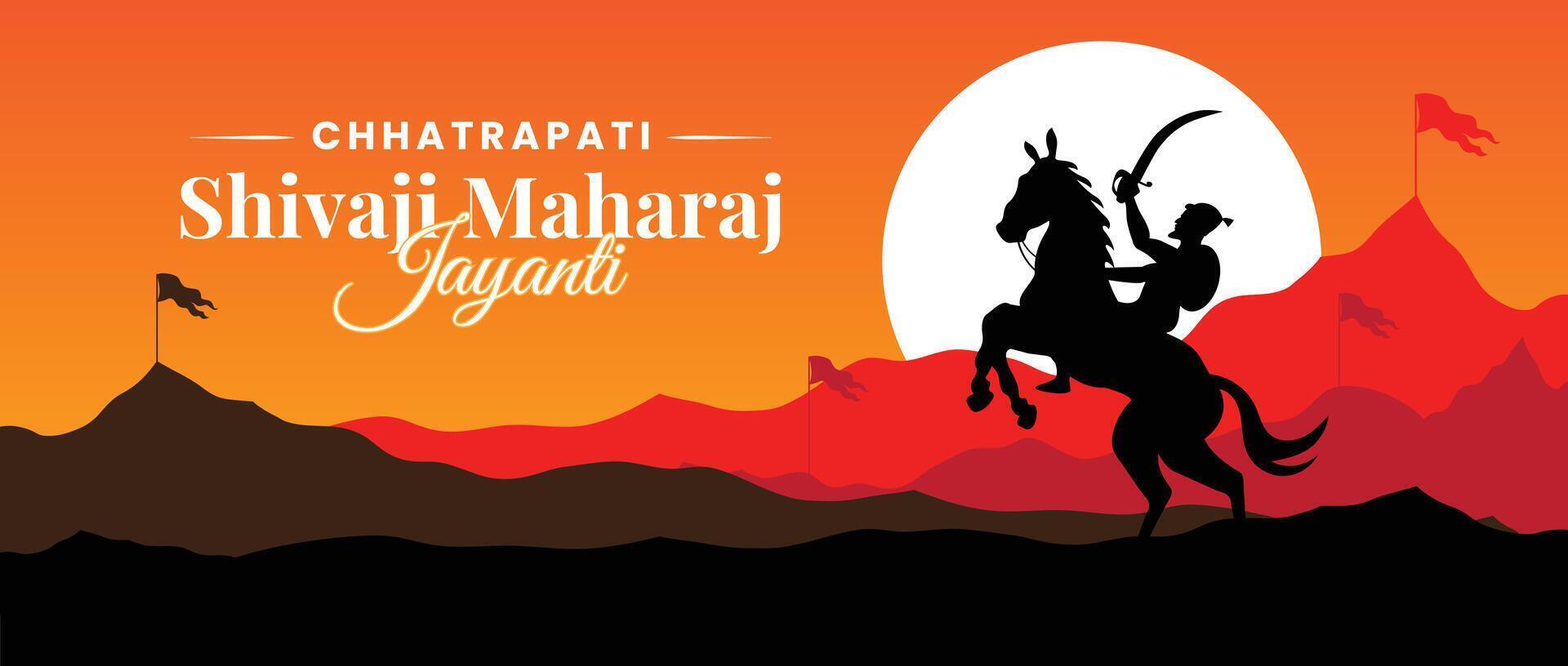 Chhatrapati Shivaji maharaj Jayanti saudações, ótimo indiano marata rei vetor