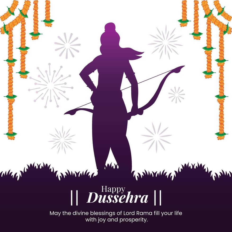 feliz dussehra, saudações, desejos Índia hindu festival vetor