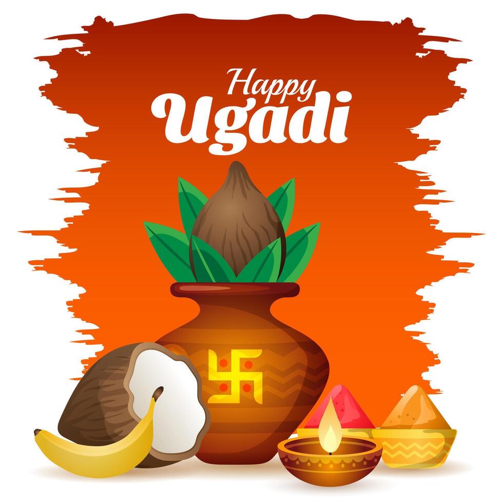 feliz Ugadi festival celebração cumprimento fundo vetor