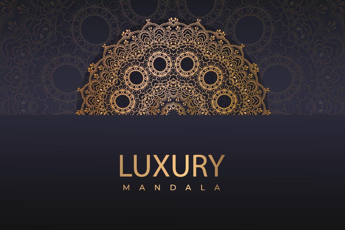 luxo mandala enfeite em uma Preto fundo. luxuoso dourado mandala vetor. decorativo dourado mandala presente cartão. mandala padronizar com ouro cor. criativo luxo arabesco mandala fundo. vetor