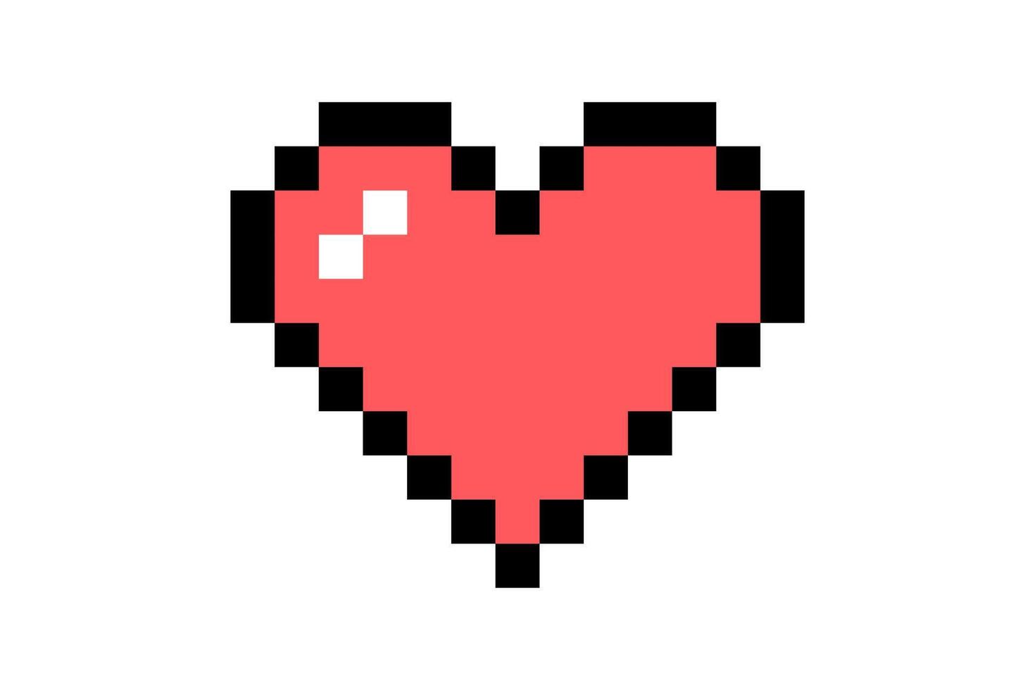 pixel elemento dentro 8 bits estilo isolado em branco fundo. vermelho coração em forma ícone, brilhante cores, vida botão dentro a jogo. vetor