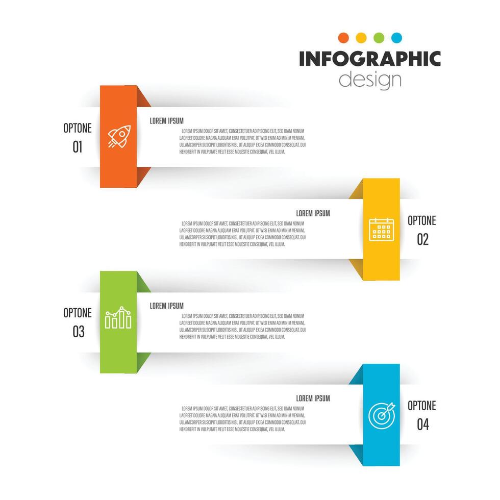 vetor infográfico Projeto modelo com ícone 4 opção. moderno infográfico modelo apresentação.