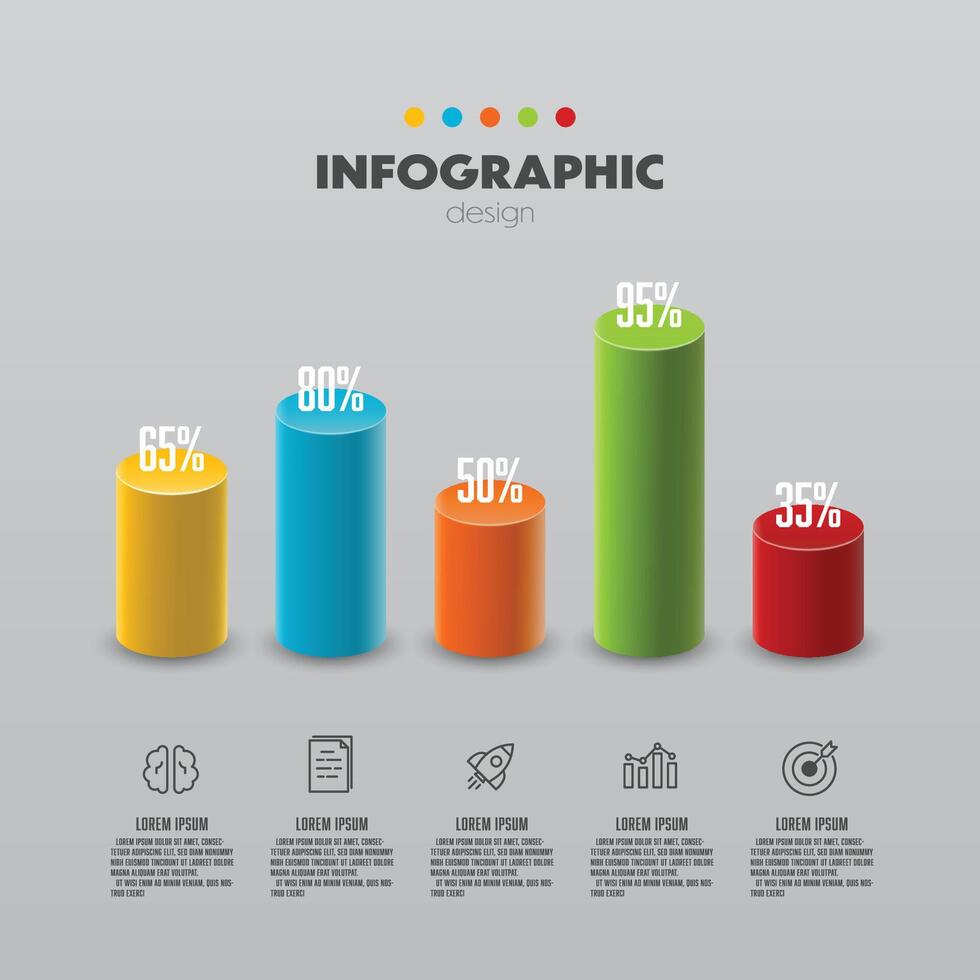 vetor cilíndrico Linha do tempo para infográficos, gráficos, apresentações e o negócio conceito gráficos com 5 opções.