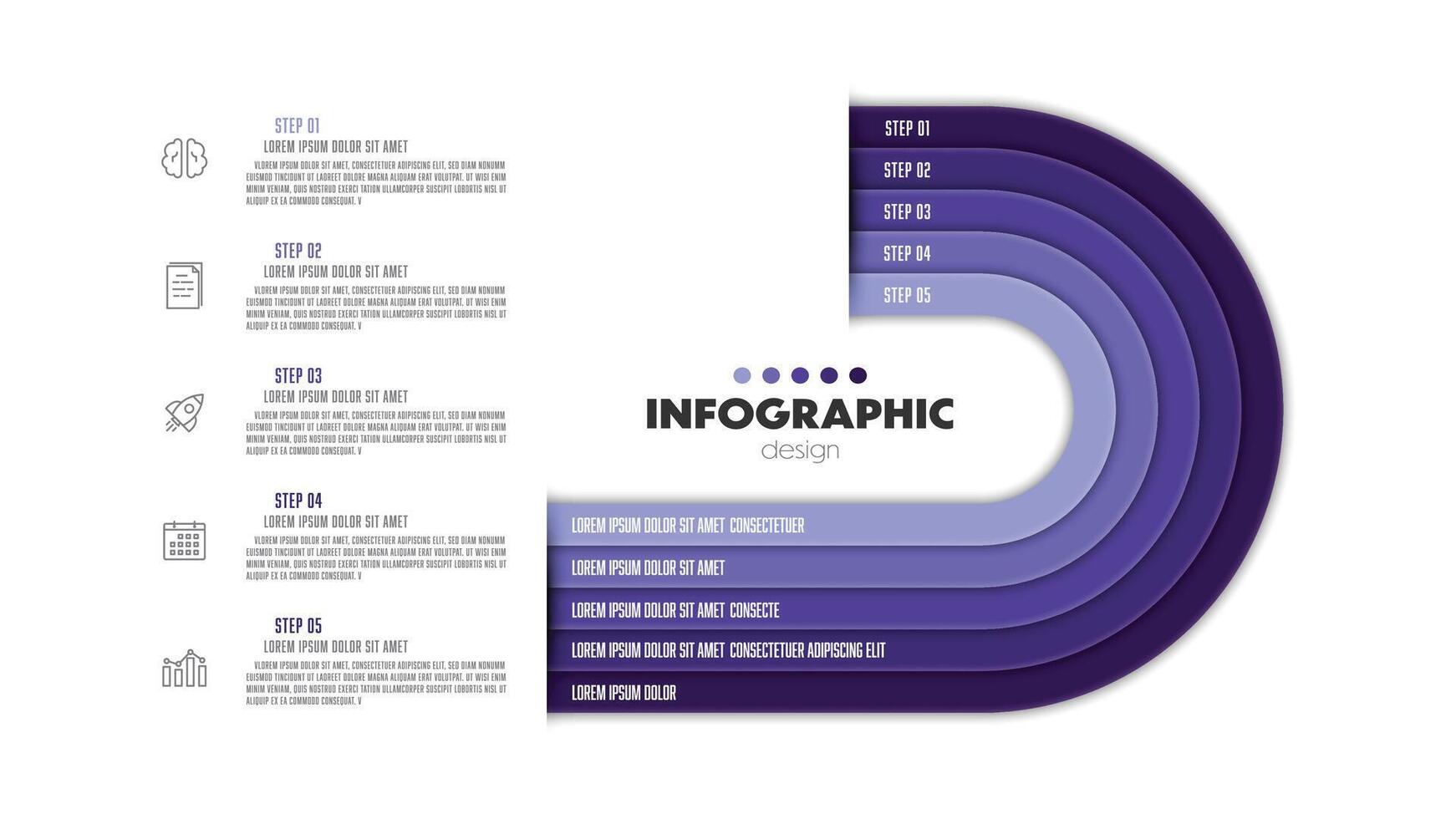 vetor apresentação o negócio infográfico modelo 5 etapa. moderno infográfico Projeto modelo.