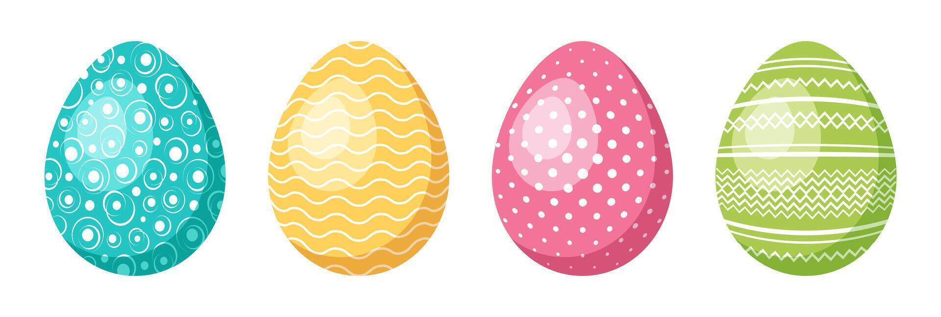 conjunto do Páscoa ovos com diferente padrões isolado em branco fundo vetor