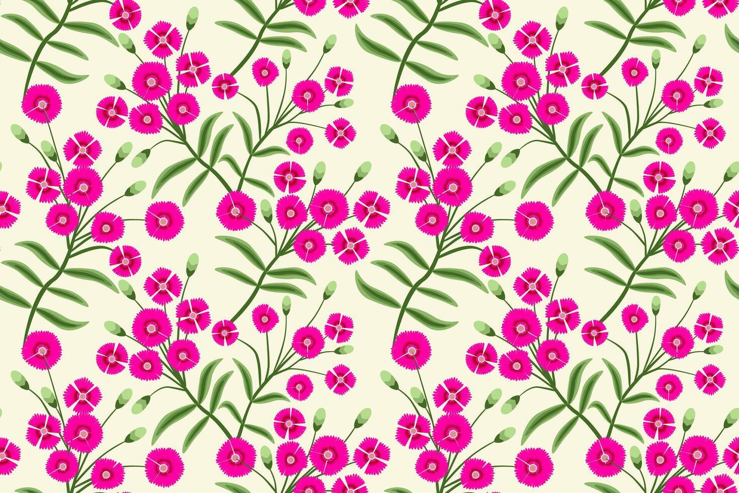 Rosa cravo-da-índia floral desatado padronizar. vetor ilustração Projeto para tecido, telha, invólucro, roupas, fundo, e papel de parede