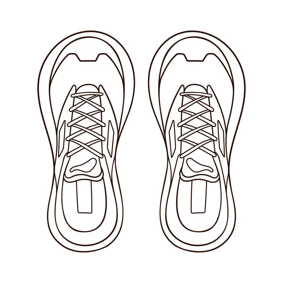 casual tênis para homem e mulher dentro linha arte estilo. esboço esboço sapatos topo Visão Projeto para ícone, logotipo loja. vetor ilustração isolado em uma branco fundo.