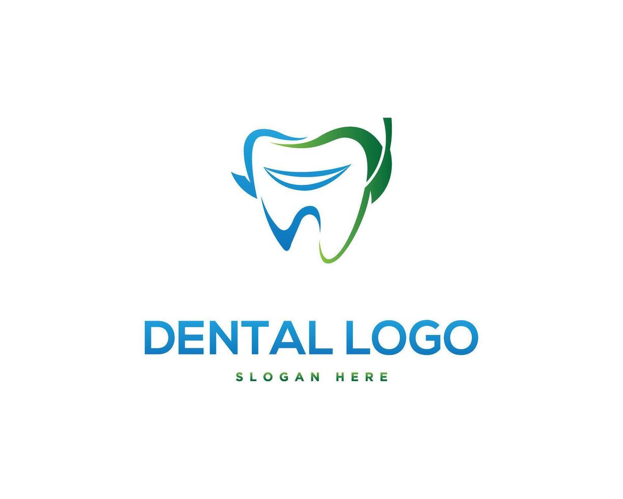 natural dental folha logotipo Projeto vetor modelo.