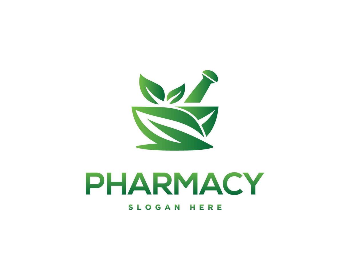 médico ervas farmacia logotipo Projeto conceito vetor modelo.