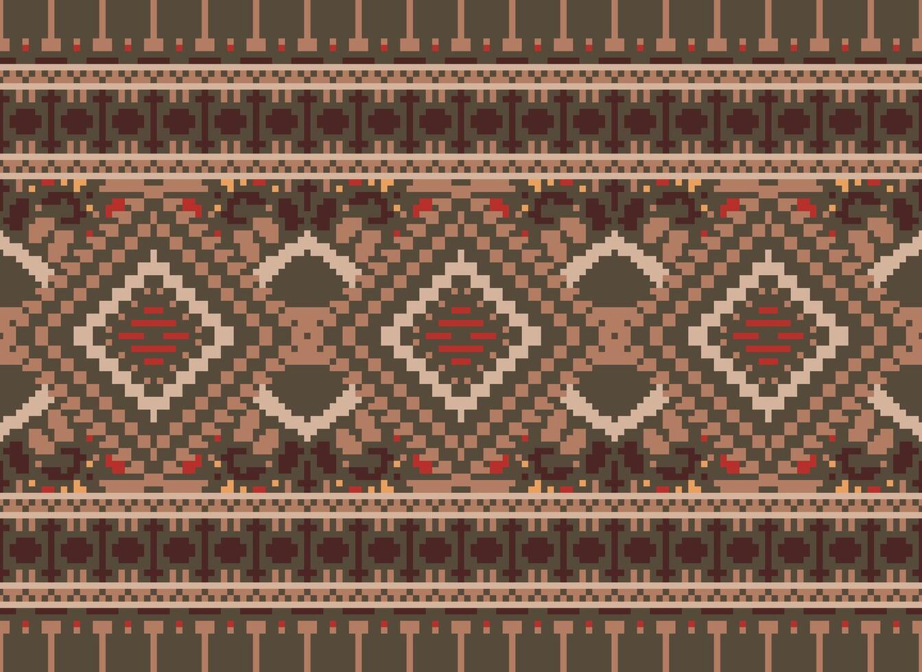 pixel Cruz ponto tradicional étnico padronizar paisley flor ikat fundo abstrato asteca africano indonésio indiano desatado padronizar para tecido impressão pano vestir tapete cortinas e sarongue vetor