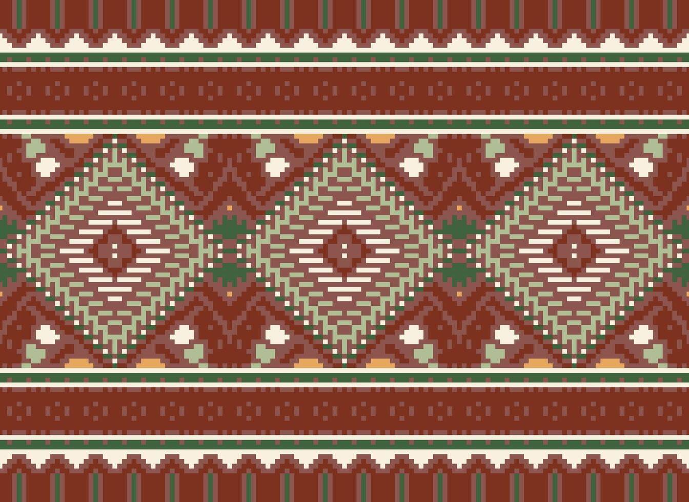 pixel Cruz ponto tradicional étnico padronizar paisley flor ikat fundo abstrato asteca africano indonésio indiano desatado padronizar para tecido impressão pano vestir tapete cortinas e sarongue vetor