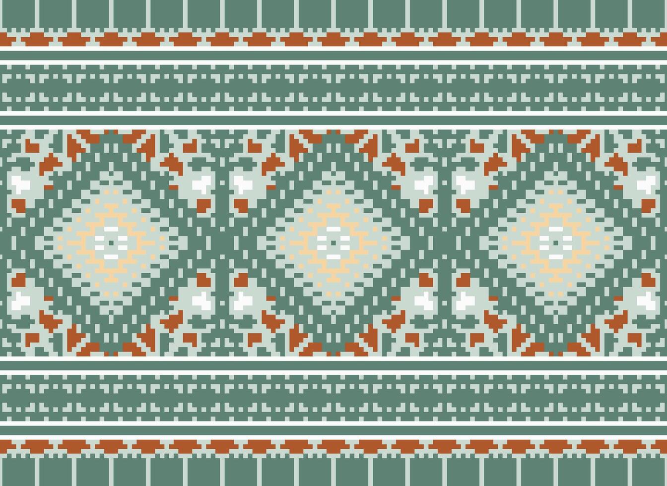 pixel Cruz ponto tradicional étnico padronizar paisley flor ikat fundo abstrato asteca africano indonésio indiano desatado padronizar para tecido impressão pano vestir tapete cortinas e sarongue vetor