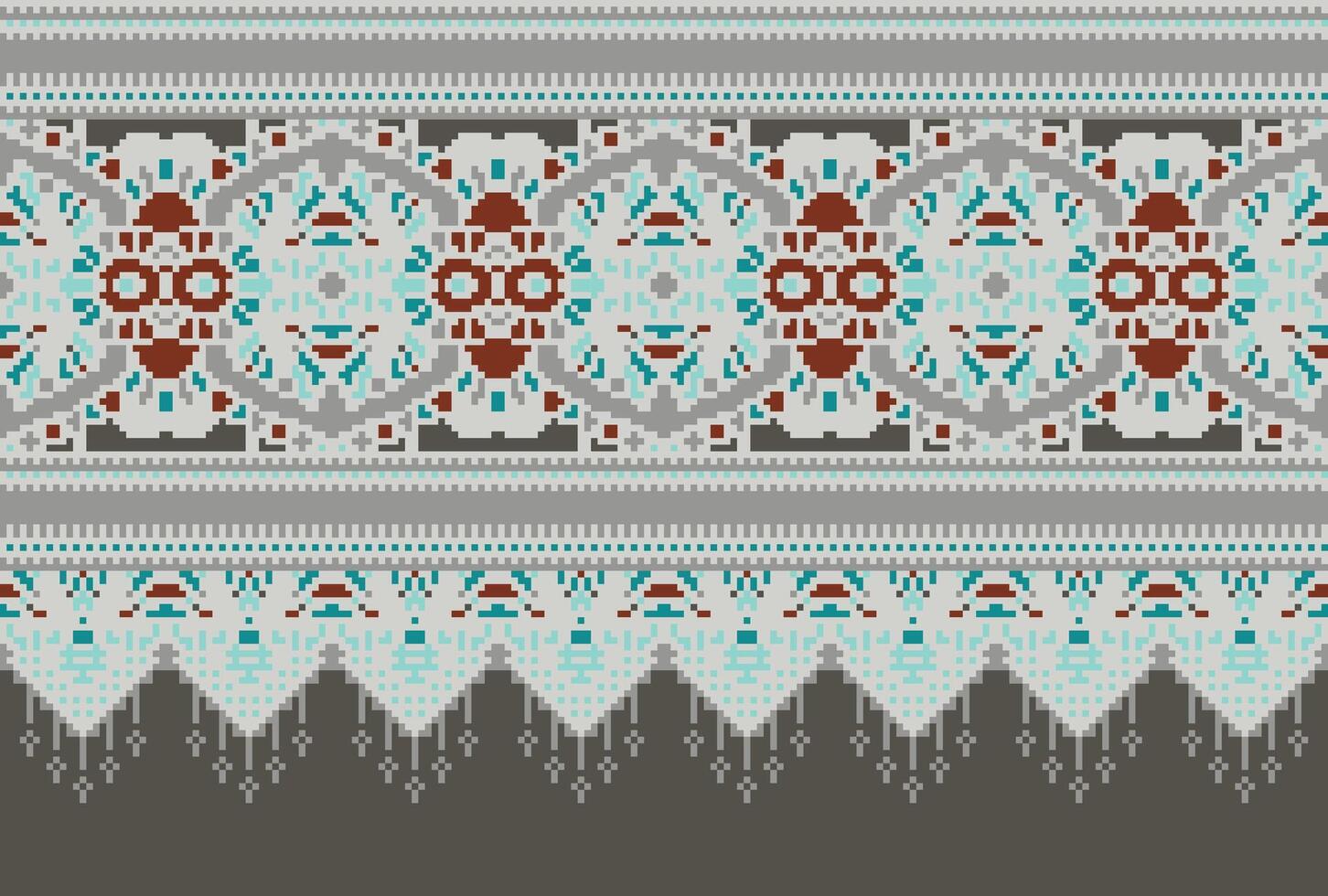 pixel Cruz ponto tradicional étnico padronizar paisley flor ikat fundo abstrato asteca africano indonésio indiano desatado padronizar para tecido impressão pano vestir tapete cortinas e sarongue vetor