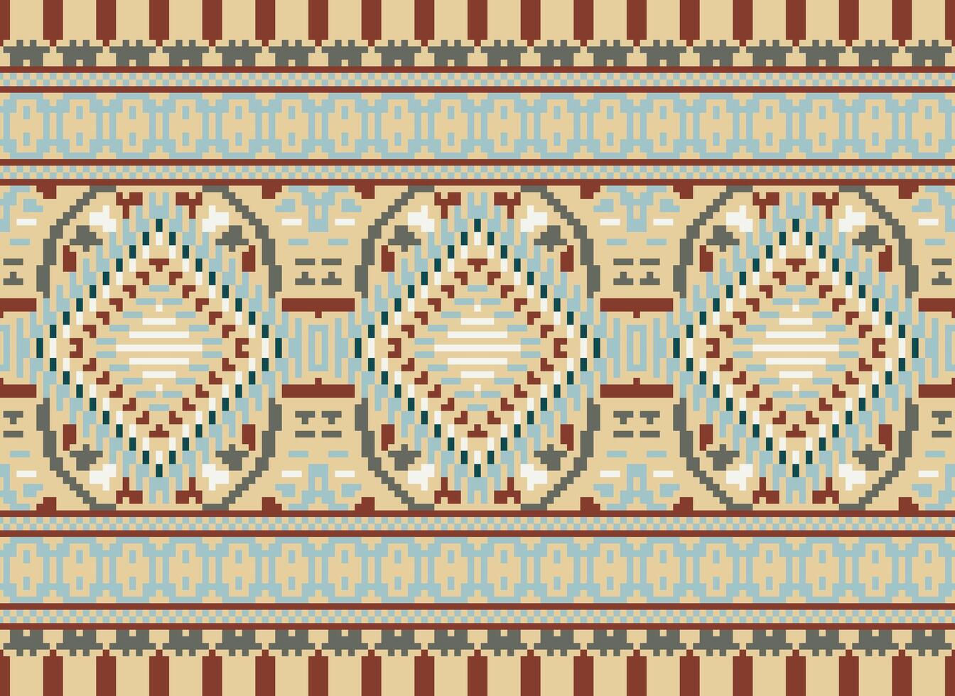 pixel Cruz ponto tradicional étnico padronizar paisley flor ikat fundo abstrato asteca africano indonésio indiano desatado padronizar para tecido impressão pano vestir tapete cortinas e sarongue vetor