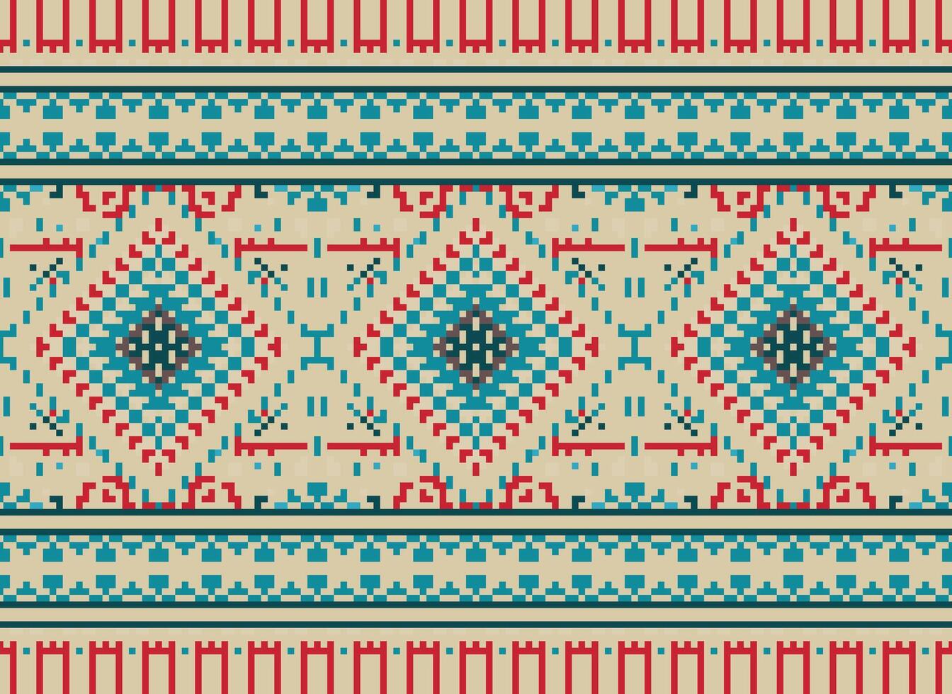 pixel Cruz ponto tradicional étnico padronizar paisley flor ikat fundo abstrato asteca africano indonésio indiano desatado padronizar para tecido impressão pano vestir tapete cortinas e sarongue vetor