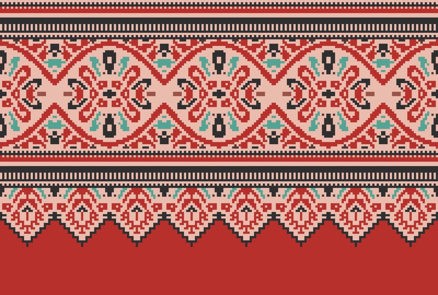 pixel Cruz ponto tradicional étnico padronizar paisley flor ikat fundo abstrato asteca africano indonésio indiano desatado padronizar para tecido impressão pano vestir tapete cortinas e sarongue vetor